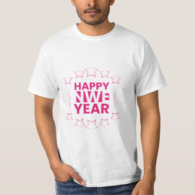 Happy New Year Modern Stylist T - Shirt Design (Vorderseite)