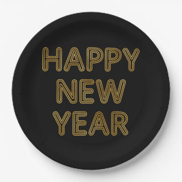 Happy New Year Modern Typografy Pappteller