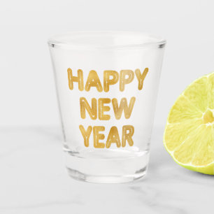 Happy New Year Modern Typografy Schnapsglas