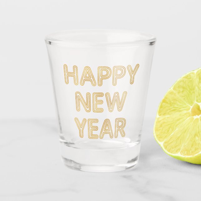 Happy New Year Modern Typografy Schnapsglas (Vorderseite)