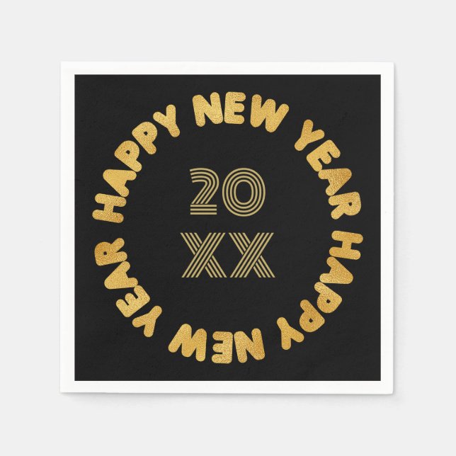 Happy New Year Modern Typografy Serviette (Vorderseite)