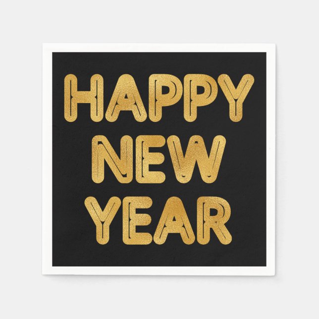 Happy New Year Modern Typografy Serviette (Vorderseite)