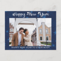 Happy New Year Modernes Holiday Foto on Snowflakes