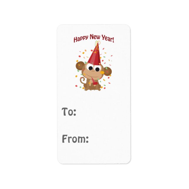 Happy New Year Monkey Adressaufkleber (Vorne)