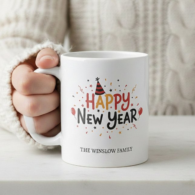 Happy New Year Mug Personalized Family Name custom Kaffeetasse (Von Creator hochgeladen)