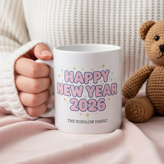 Happy New Year Mug Personalized Family Name custom Kaffeetasse (Von Creator hochgeladen)