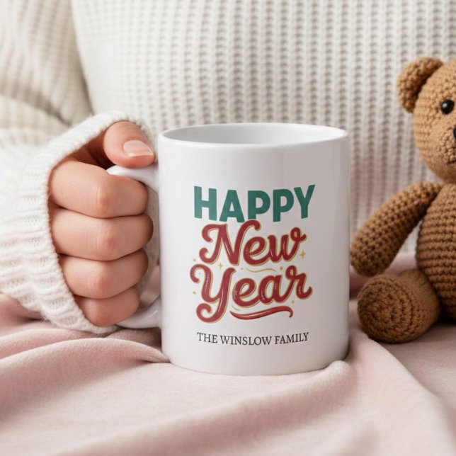 Happy New Year Mug Personalized Family Name custom Kaffeetasse (Von Creator hochgeladen)