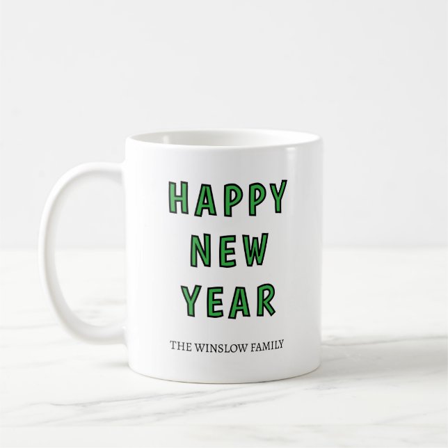 Happy New Year Mug Personalized Family Name custom Kaffeetasse (Links)