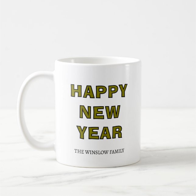 Happy New Year Mug Personalized Family Name custom Kaffeetasse (Links)