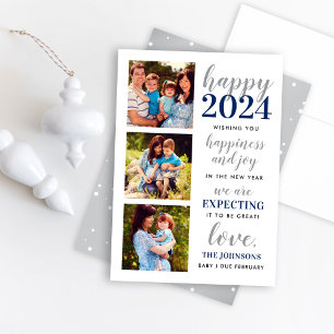 Happy New Year Navy and Silver erwartet 2024 Feiertagskarte