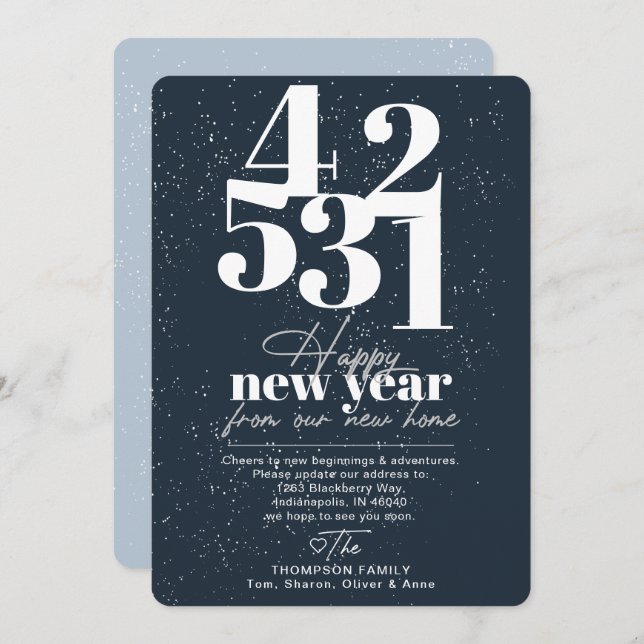 Happy New Year Navy Countdown Bewegung Ankündigung (Vorne/Hinten)