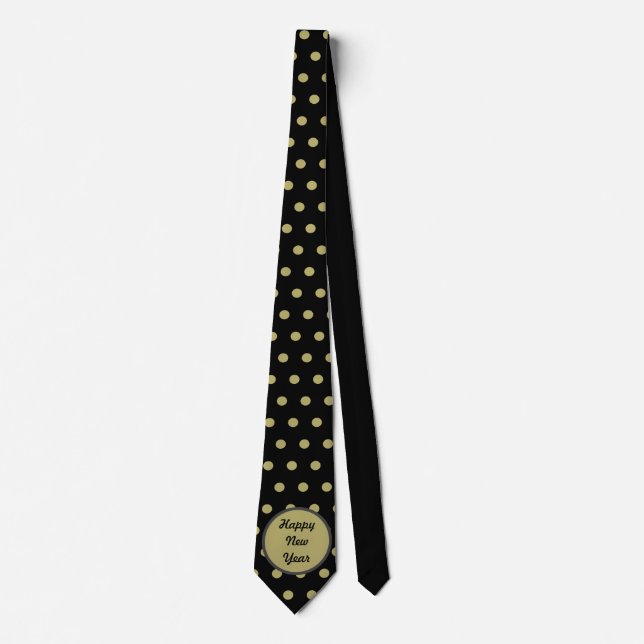 Happy New Year Neck Tie (Black & Gold) Krawatte (Vorderseite)