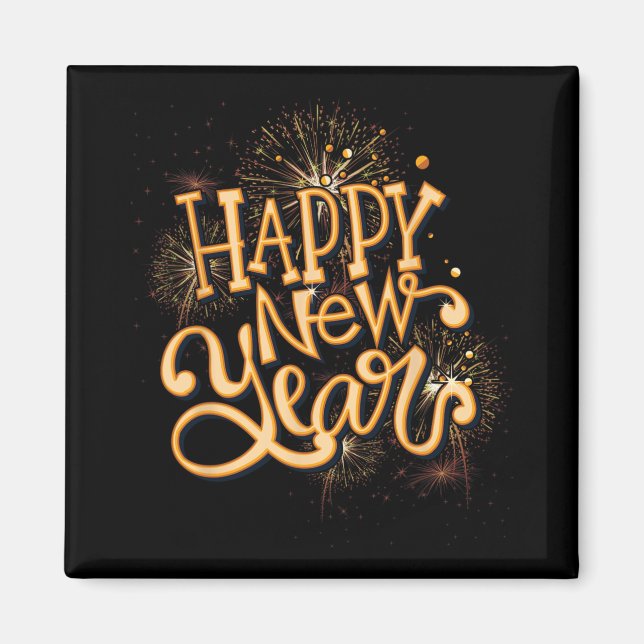 Happy New Year New Years Eve Party , Black  Magnet (Vorne)