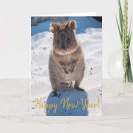 Happy New Year Niedlich Quokka am Strand Australie Karte