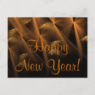 Happy New Year Night Reeds Abstraktes Fraktal Feiertagspostkarte