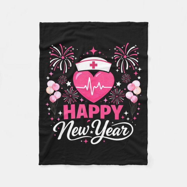 Happy New Year Nurse Crew Heartbeat Medical Celebr Fleecedecke (Vorderseite)