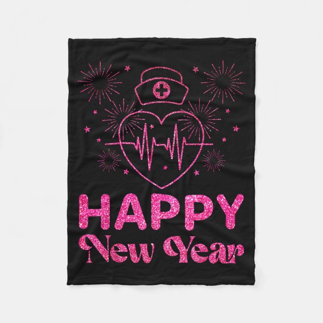 Happy New Year Nurse Crew Heartbeat New Years Eve  Fleecedecke (Vorderseite)