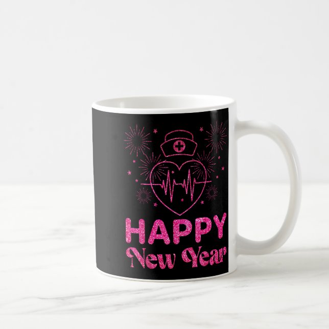 Happy New Year Nurse Crew Heartbeat New Years Eve  Kaffeetasse (Rechts)