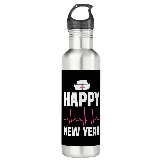 Happy New Year Nurse Crew Holiday Gift Edelstahlflasche (Vorderseite)
