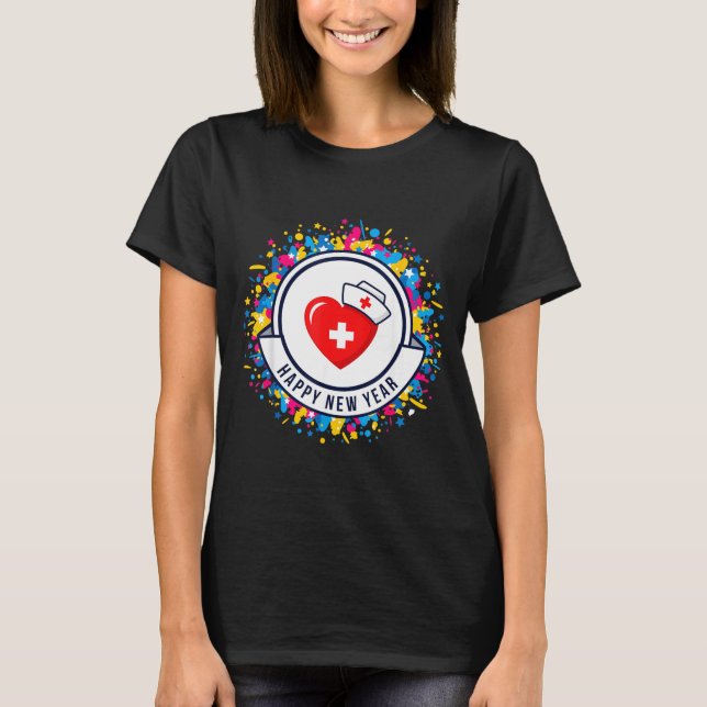 Happy New Year Nurse Shirt Cute Nk Heartbeat Medic (Vorderseite)