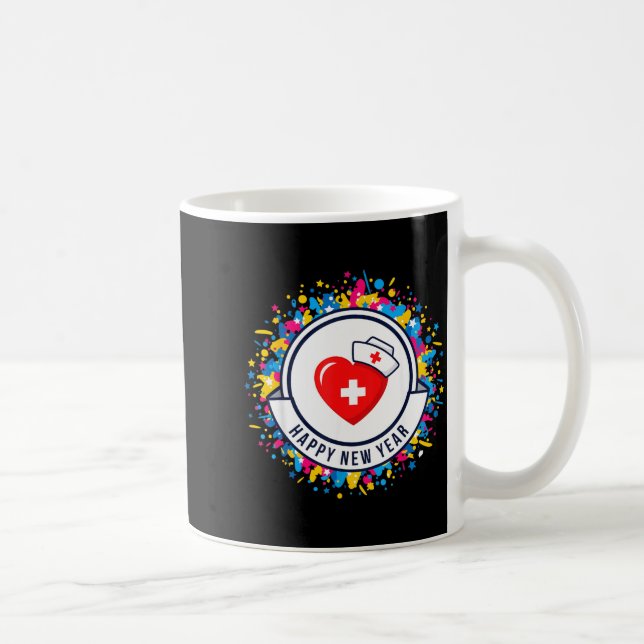 Happy New Year Nurse Shirt Cute Nk Heartbeat Medic Kaffeetasse (Rechts)