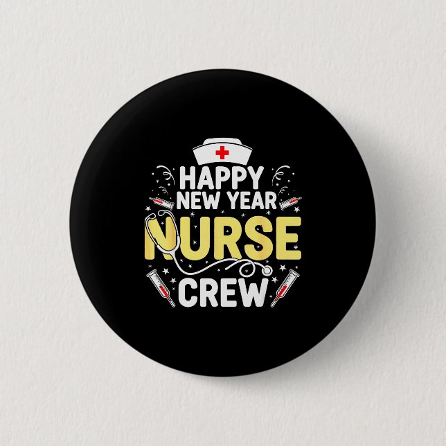 Happy New Year Nurse Shirt, Fireworks Stethoscope  Button (Vorderseite)