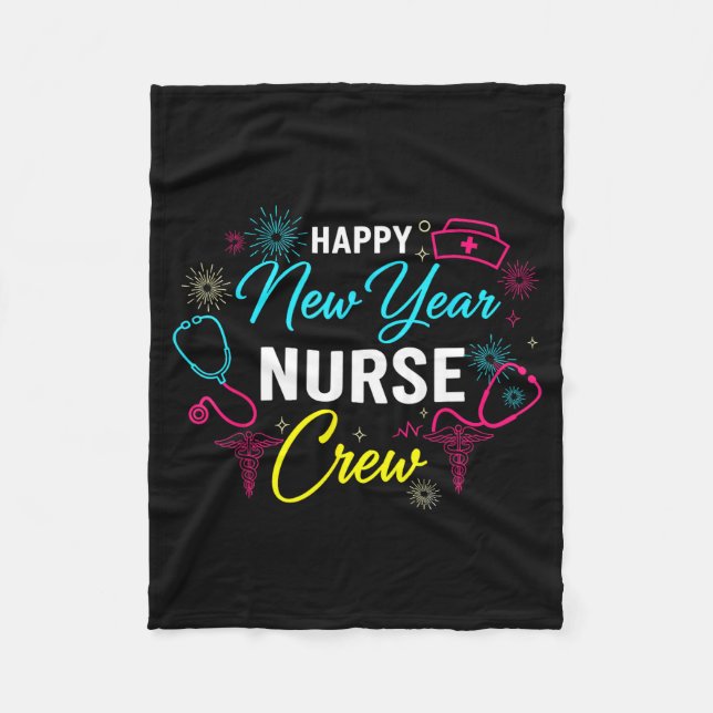 Happy New Year Nurse Shirt, Fireworks Stethoscope  Fleecedecke (Vorderseite)