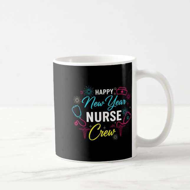 Happy New Year Nurse Shirt, Fireworks Stethoscope  Kaffeetasse (Rechts)