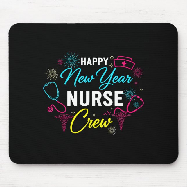 Happy New Year Nurse Shirt, Fireworks Stethoscope  Mousepad (Vorne)