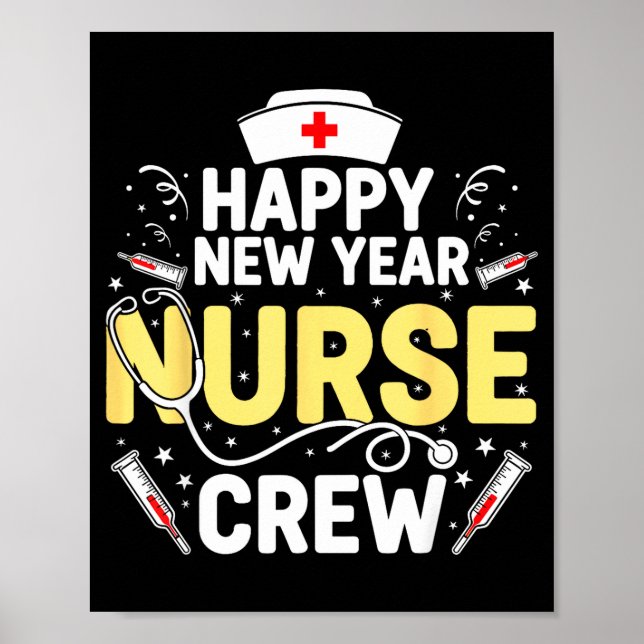 Happy New Year Nurse Shirt, Fireworks Stethoscope  Poster (Vorne)