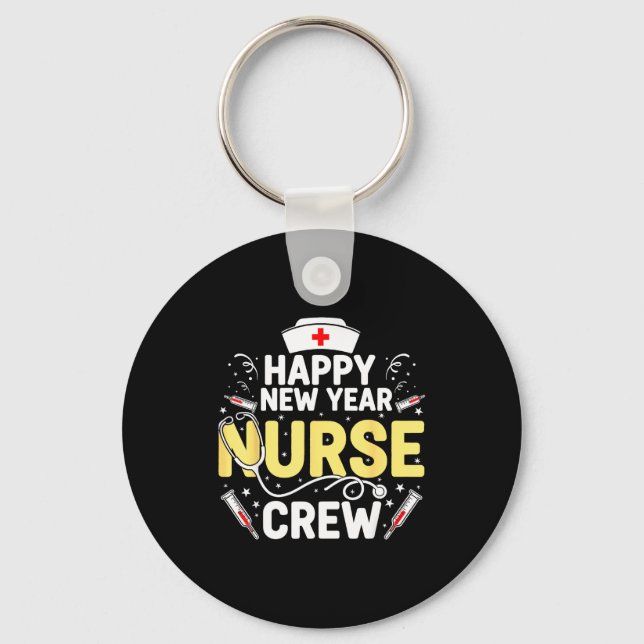 Happy New Year Nurse Shirt, Fireworks Stethoscope  Schlüsselanhänger (Vorderseite)