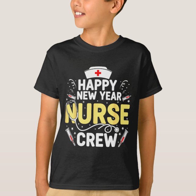 Happy New Year Nurse Shirt, Fireworks Stethoscope  T-Shirt (Vorderseite)