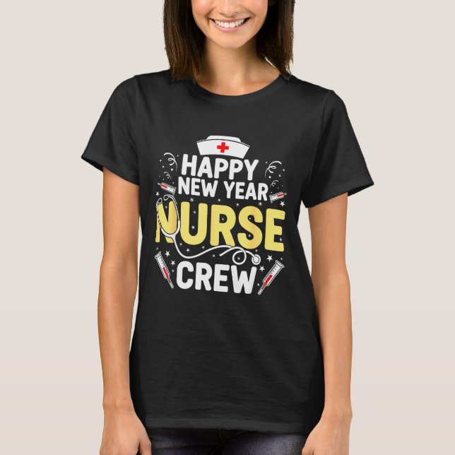 Happy New Year Nurse Shirt, Fireworks Stethoscope  T-Shirt (Vorderseite)