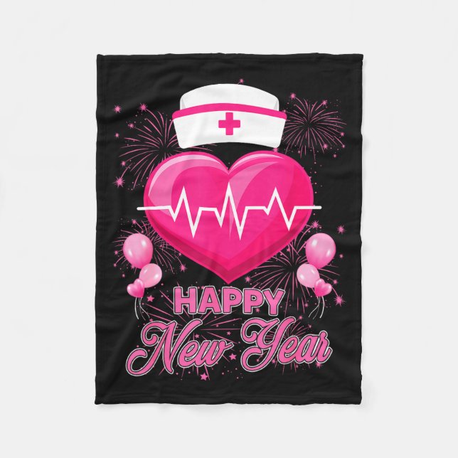 Happy New Year Nurses Heartbeat New Years Eve Part Fleecedecke (Vorderseite)