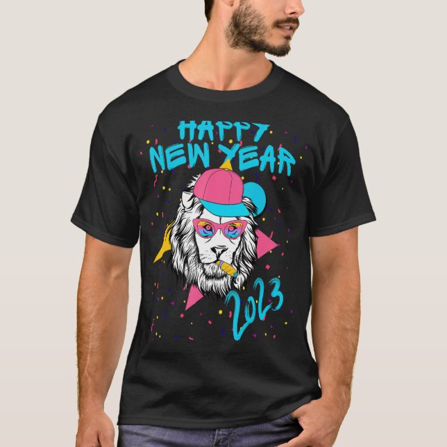 Happy New Year NYE Party Happy New Year Lion T-Shirt (Vorderseite)
