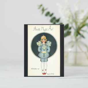 Happy New Year - Old Scandinavian - Retro Feiertagspostkarte