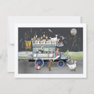 Happy New Year Omnibus Postcard Postkarte