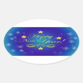 Happy New Year Oval Sticker