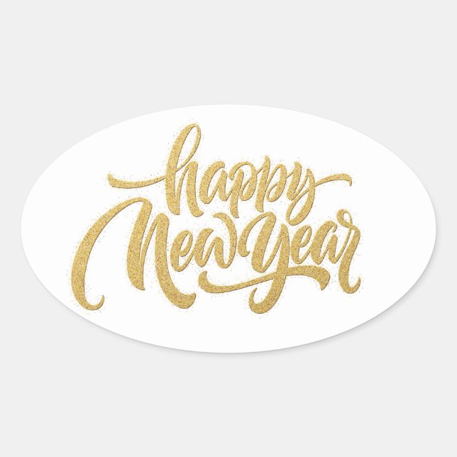 Happy New Year Oval Sticker (Vorderseite)