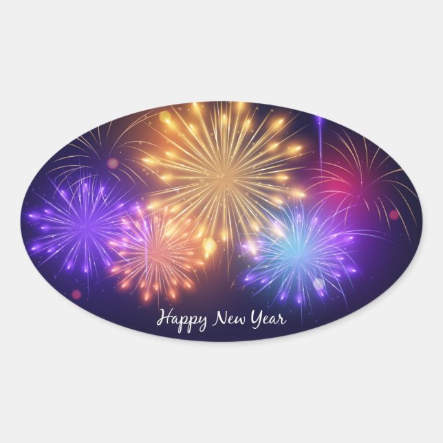 Happy New Year Oval Sticker (Vorderseite)