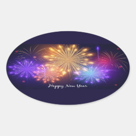 Happy New Year Oval Sticker