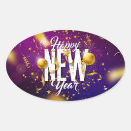 Happy New Year Oval Sticker