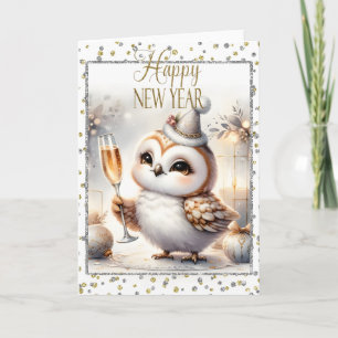 Happy New Year Owl Karte