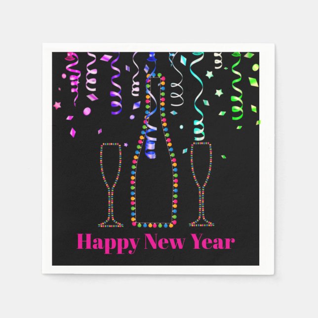 Happy New Year Paper Party Napkins Serviette (Vorderseite)