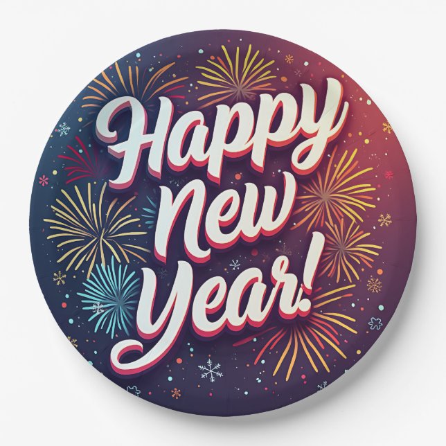 Happy New Year Pappteller (Vorderseite)