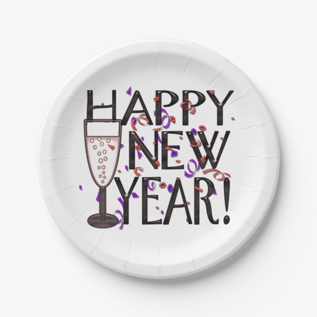 Happy New Year Pappteller (Vorderseite)