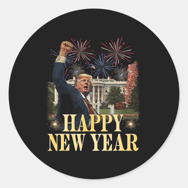 Happy New Year Party 2025 Trump 2024 Nehmen Amerik Runder Aufkleber (Vorderseite)