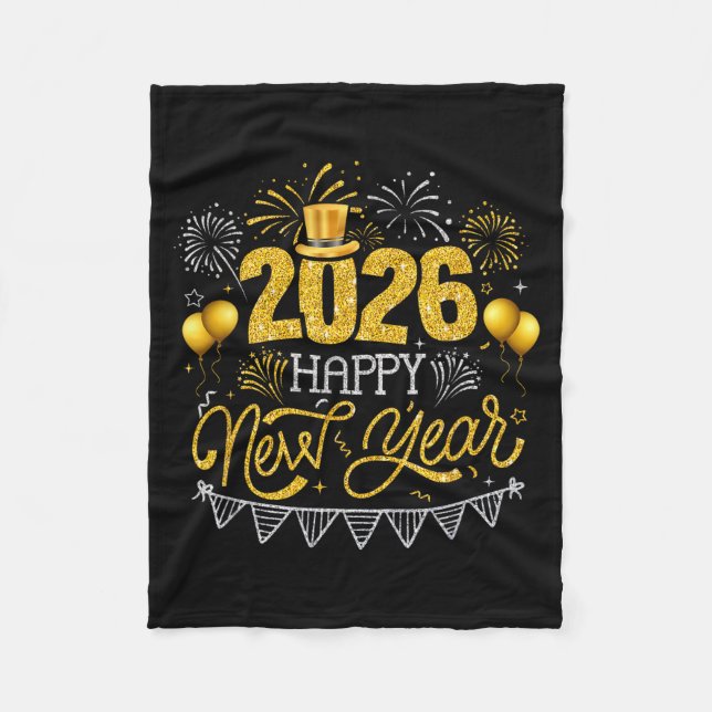 Happy New Year Party 2026 Ballon Family Matching F Fleecedecke (Vorderseite)