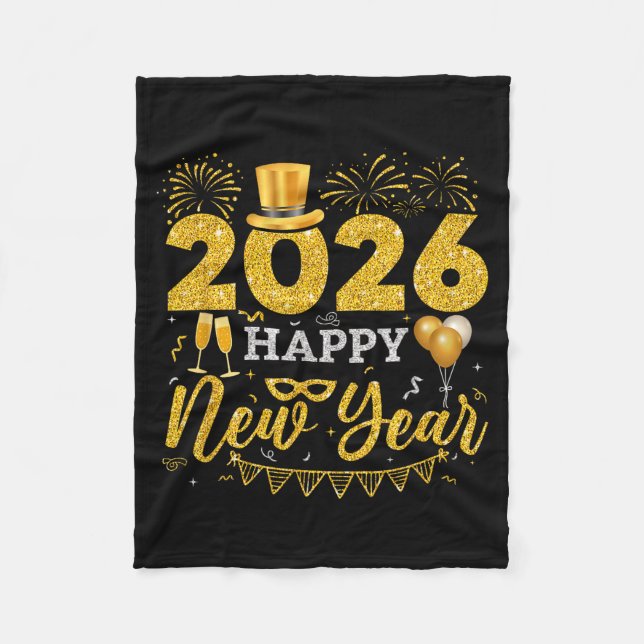 Happy New Year Party 2026 Ballon Family Matching M Fleecedecke (Vorderseite)