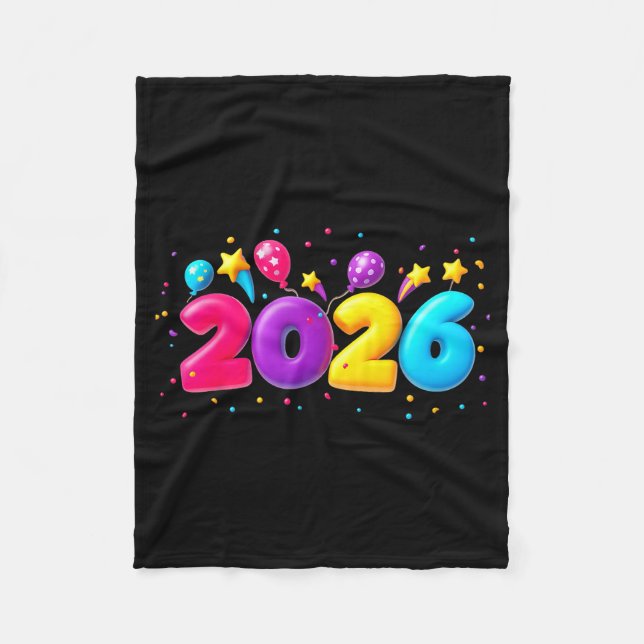 Happy New Year Party 2026 Ballon Family Matching M Fleecedecke (Vorderseite)